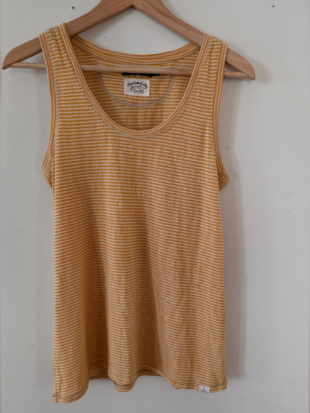 Prana Mustard and White Striped Tank Top